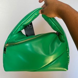 Green handbag.